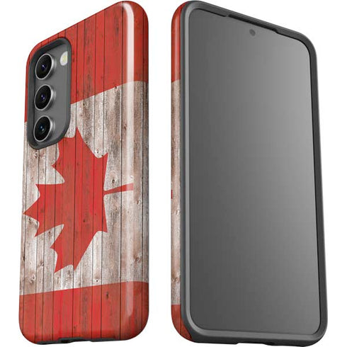 Canadian Flag Dark Wood Galaxy S23 Pro Case