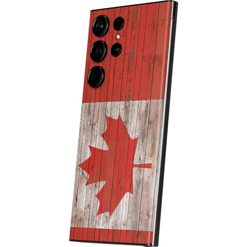 Canadian Flag Dark Wood Galaxy S23 Ultra Skin