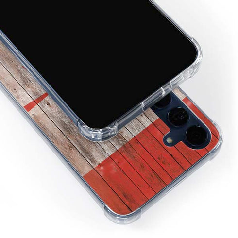 Canadian Flag Dark Wood Galaxy S24 Clear Case