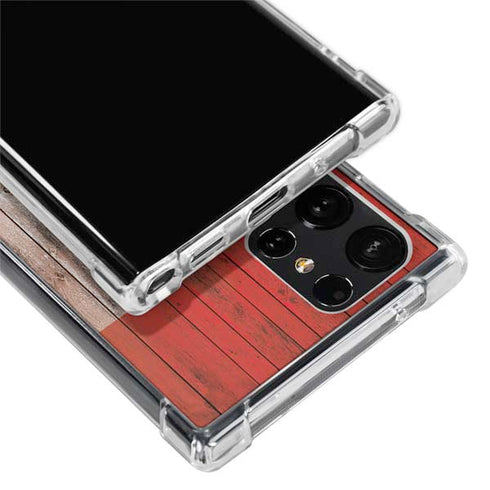 Canadian Flag Dark Wood Galaxy S24 Ultra Clear Case