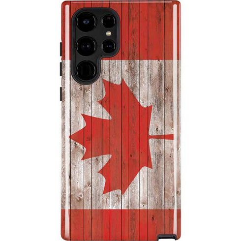 Canadian Flag Dark Wood Galaxy S24 Ultra Impact Case