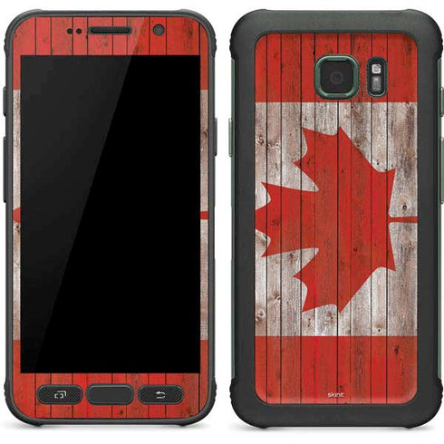 Canadian Flag Dark Wood Galaxy S7 Active Skin