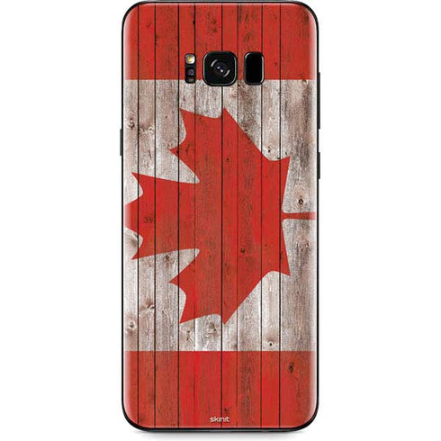 Canadian Flag Dark Wood Galaxy S8 Plus Skin