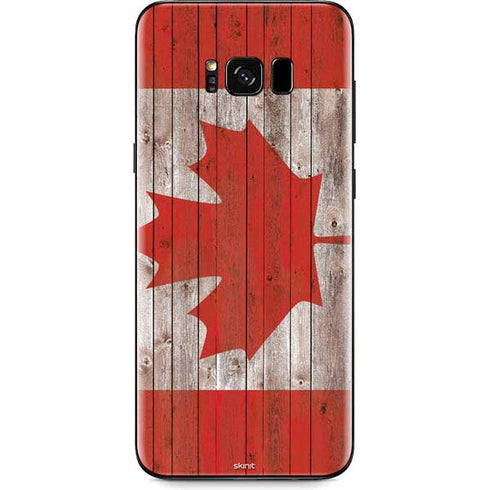 Canadian Flag Dark Wood Galaxy S8 Skin