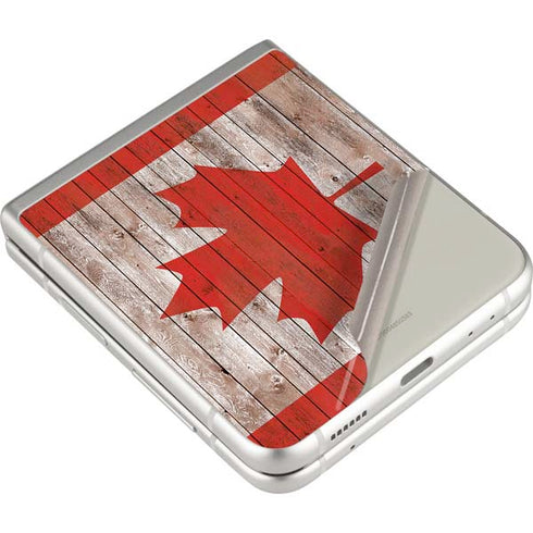 Canadian Flag Dark Wood Galaxy Z Flip3 5G Skin