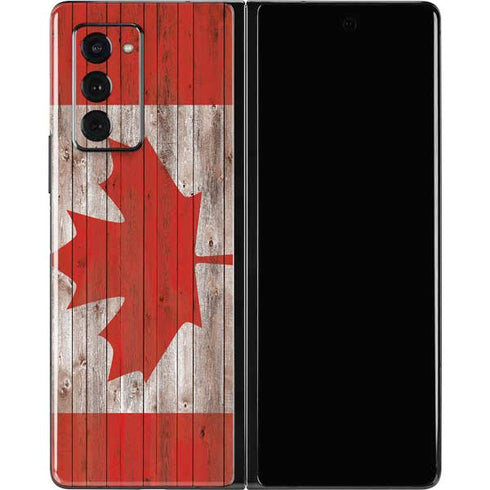 Canadian Flag Dark Wood Galaxy Z Fold2 5G Skin