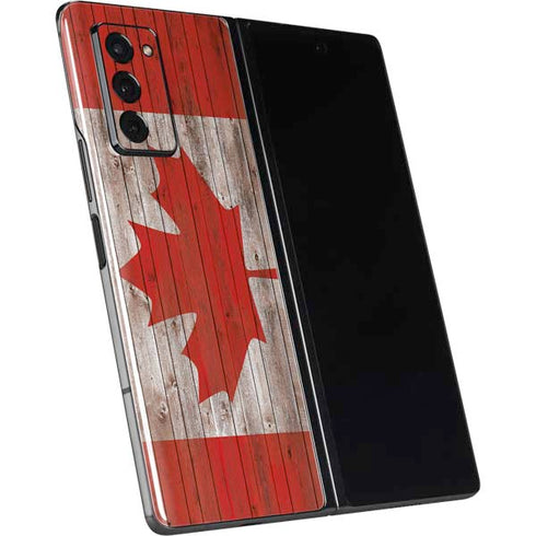 Canadian Flag Dark Wood Galaxy Z Fold2 5G Skin