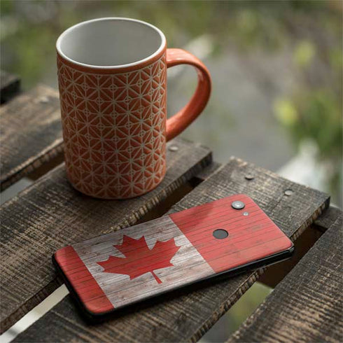 Canadian Flag Dark Wood Google Pixel 3a Skin