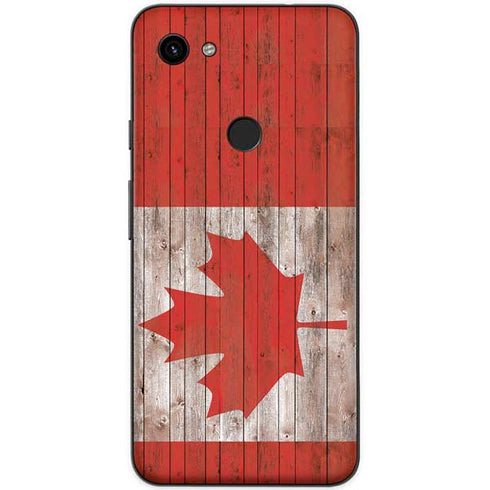 Canadian Flag Dark Wood Google Pixel 3a XL Skin