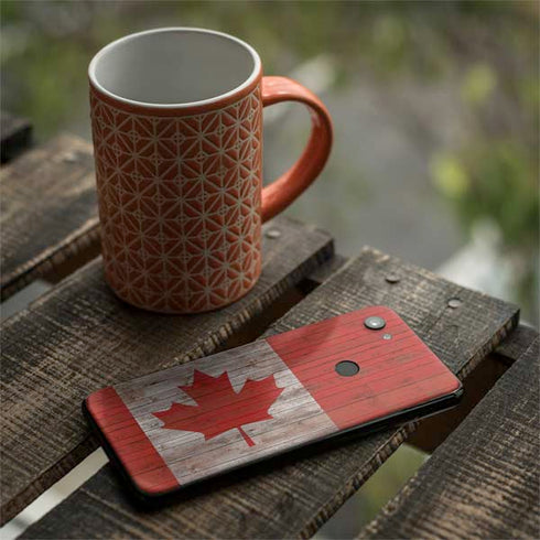 Canadian Flag Dark Wood Google Pixel 3a XL Skin