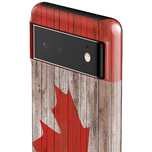 Canadian Flag Dark Wood Google Pixel 6 Case