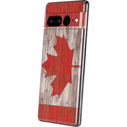 Canadian Flag Dark Wood Google Pixel 7 Pro Skin