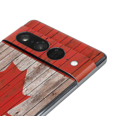 Canadian Flag Dark Wood Google Pixel 7 Pro Skin