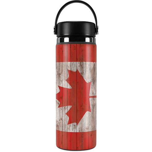Canadian Flag Dark Wood Hydro Flask 20oz Wide Mouth Skin