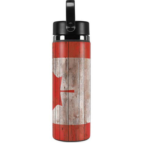 Canadian Flag Dark Wood Hydro Flask 20oz Wide Mouth Skin