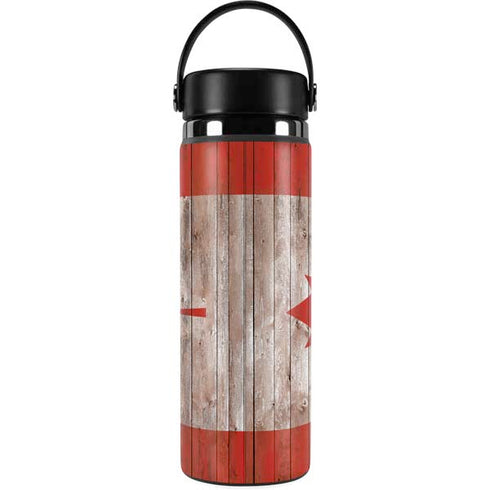 Canadian Flag Dark Wood Hydro Flask 20oz Wide Mouth Skin