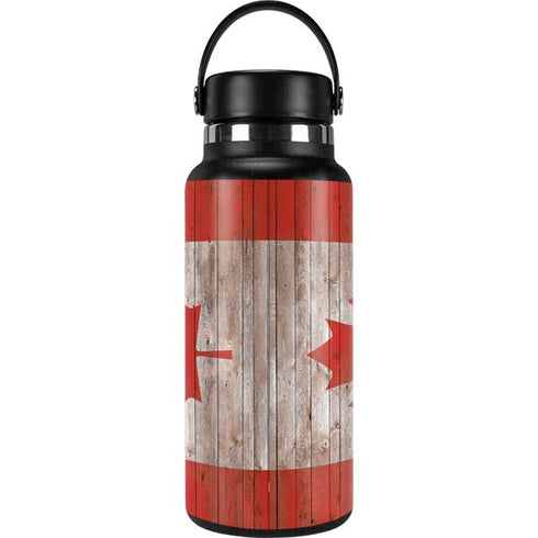 Canadian Flag Dark Wood Hydro Flask 32oz Wide Mouth Skin