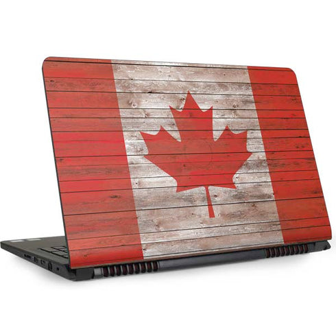 Canadian Flag Dark Wood Dell Inspiron Skin