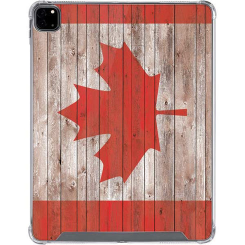 Canadian Flag Dark Wood iPad Pro 12.9in (2020) Clear Case