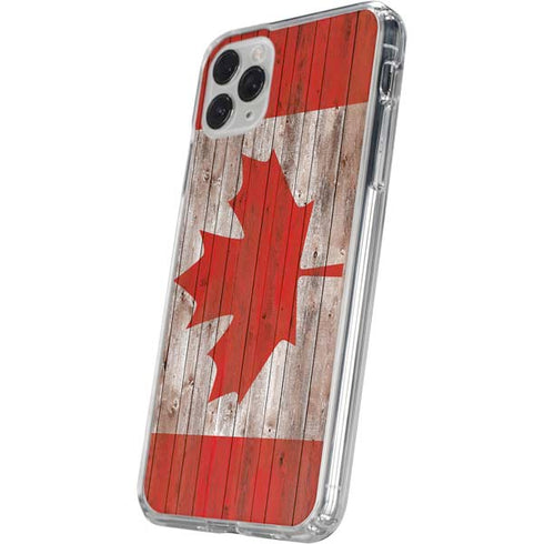Canadian Flag Dark Wood iPhone 11 Pro Clear Case
