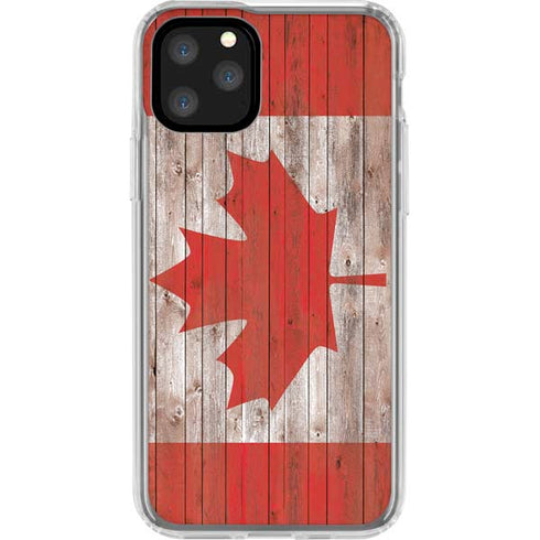 Canadian Flag Dark Wood iPhone 11 Pro Clear Case
