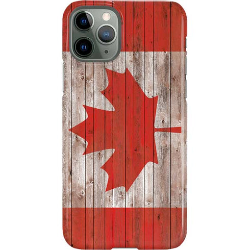 Canadian Flag Dark Wood iPhone 11 Pro Lite Case