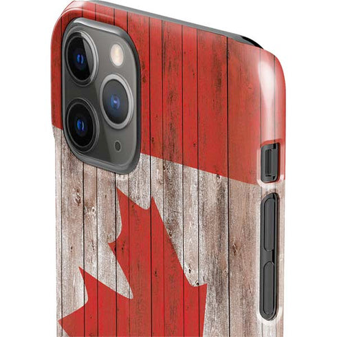 Canadian Flag Dark Wood iPhone 11 Pro Lite Case