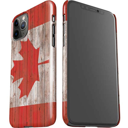 Canadian Flag Dark Wood iPhone 11 Pro Lite Case