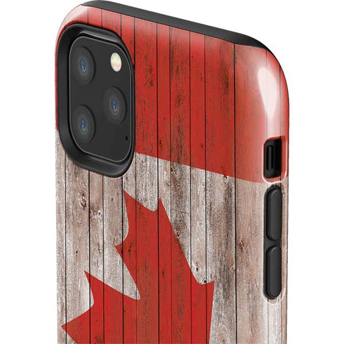 Canadian Flag Dark Wood iPhone 11 Pro Max Impact Case
