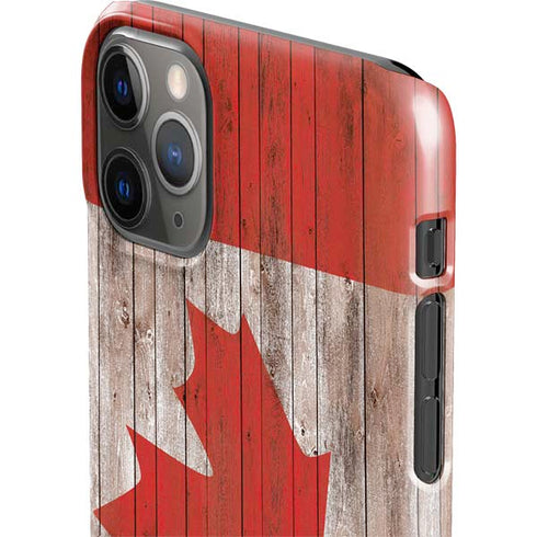 Canadian Flag Dark Wood iPhone 11 Pro Max Lite Case