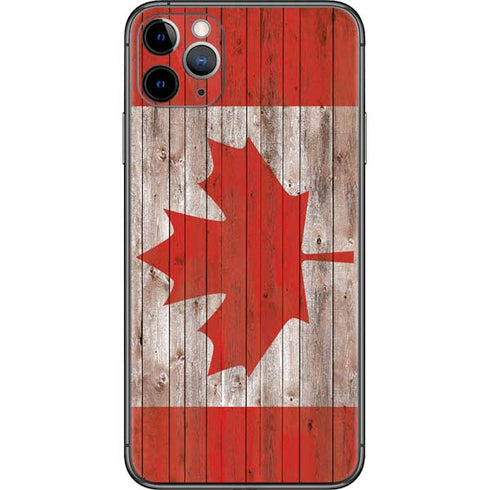 Canadian Flag Dark Wood iPhone 11 Pro Max Skin