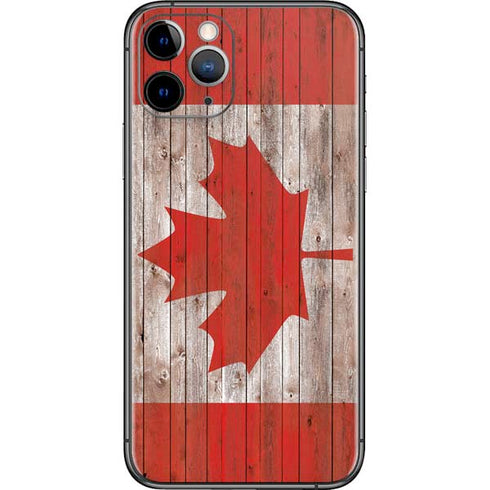 Canadian Flag Dark Wood iPhone 11 Pro Skin