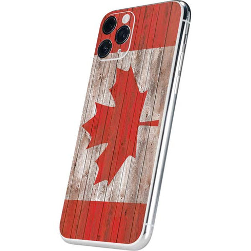 Canadian Flag Dark Wood iPhone 11 Pro Skin