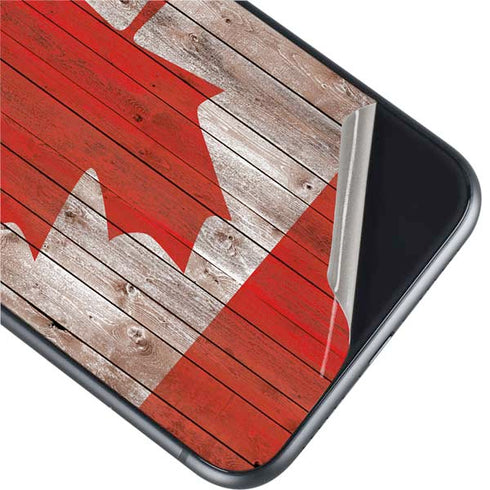 Canadian Flag Dark Wood iPhone 11 Skin