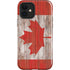 Canadian Flag Dark Wood iPhone 12 Impact Case