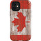 Canadian Flag Dark Wood iPhone 12 Mini Impact Case