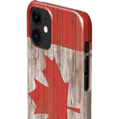 Canadian Flag Dark Wood iPhone 12 Mini Lite Case