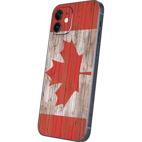Canadian Flag Dark Wood iPhone 12 Mini Skin