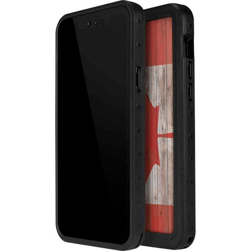 Canadian Flag Dark Wood iPhone 12 Mini Waterproof Case
