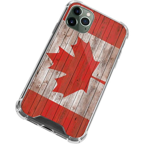 Canadian Flag Dark Wood iPhone 12 Pro Clear Case