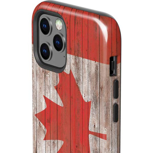 Canadian Flag Dark Wood iPhone 12 Pro Impact Case