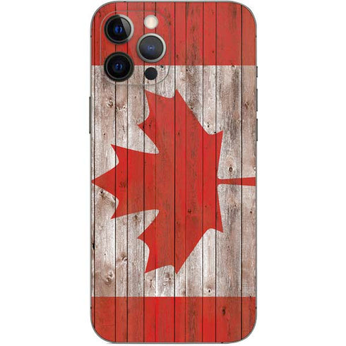 Canadian Flag Dark Wood iPhone 12 Pro Max Skin