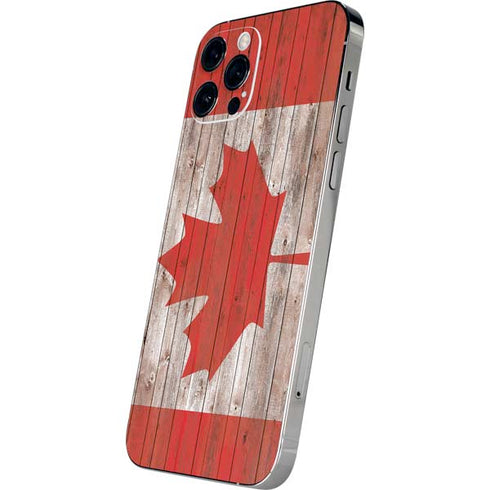Canadian Flag Dark Wood iPhone 12 Pro Max Skin