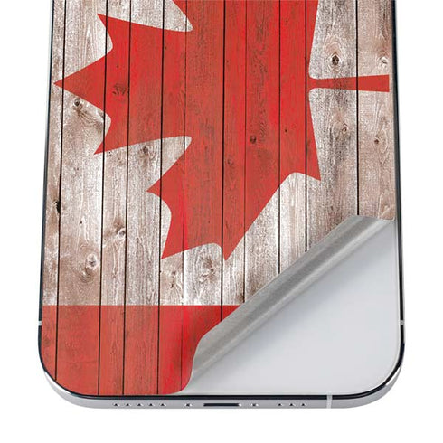 Canadian Flag Dark Wood iPhone 12 Pro Max Skin