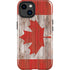 Canadian Flag Dark Wood iPhone 15 Plus Impact Case