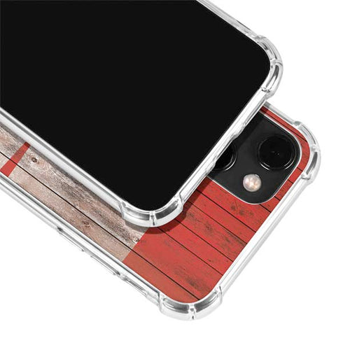 Canadian Flag Dark Wood iPhone 14 Plus Clear Case