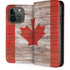 Canadian Flag Dark Wood iPhone 14 Pro Folio Case