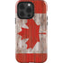 Canadian Flag Dark Wood iPhone 14 Pro Impact Case