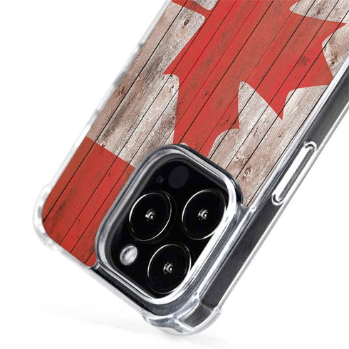 Canadian Flag Dark Wood iPhone 15 Pro Max MagSafe Case