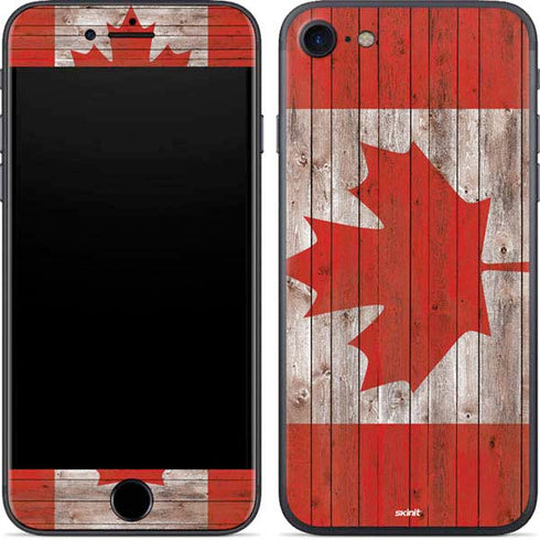 Canadian Flag Dark Wood iPhone 7 Skin